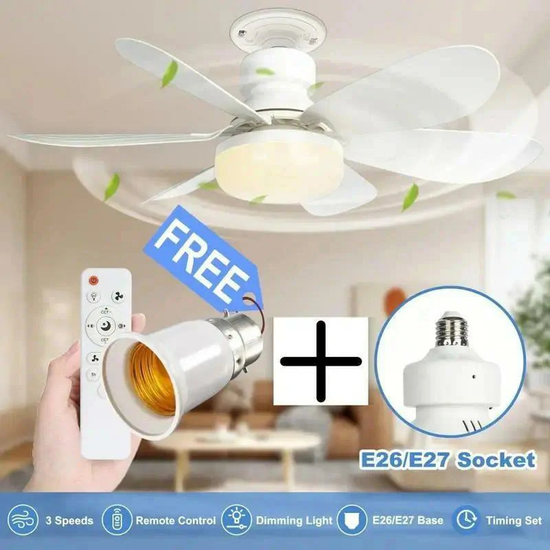 40W LED Ceiling Fan Light 20.5in with Remote – E27 Screw Socket