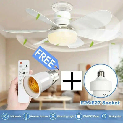 40W LED Ceiling Fan Light 20.5in with Remote – E27 Screw Socket