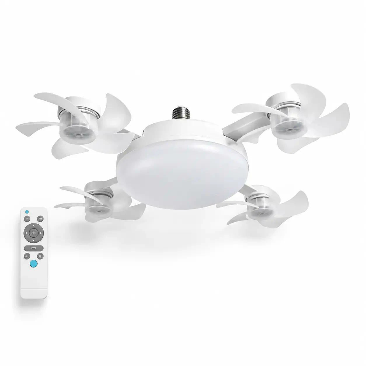 Smart 4-Head Foldable Ceiling Fan with 40W LED Light & Remote