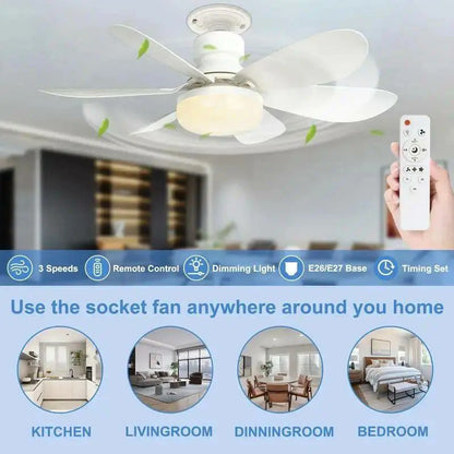 40W LED Ceiling Fan Light 20.5in with Remote – E27 Screw Socket