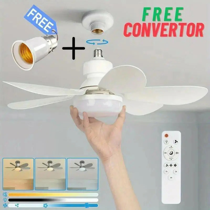 40W LED Ceiling Fan Light 20.5in with Remote – E27 Screw Socket