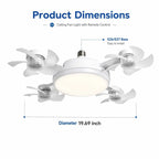 Smart 4-Head Foldable Ceiling Fan with 40W LED Light & Remote