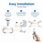 Smart 4-Head Foldable Ceiling Fan with 40W LED Light & Remote