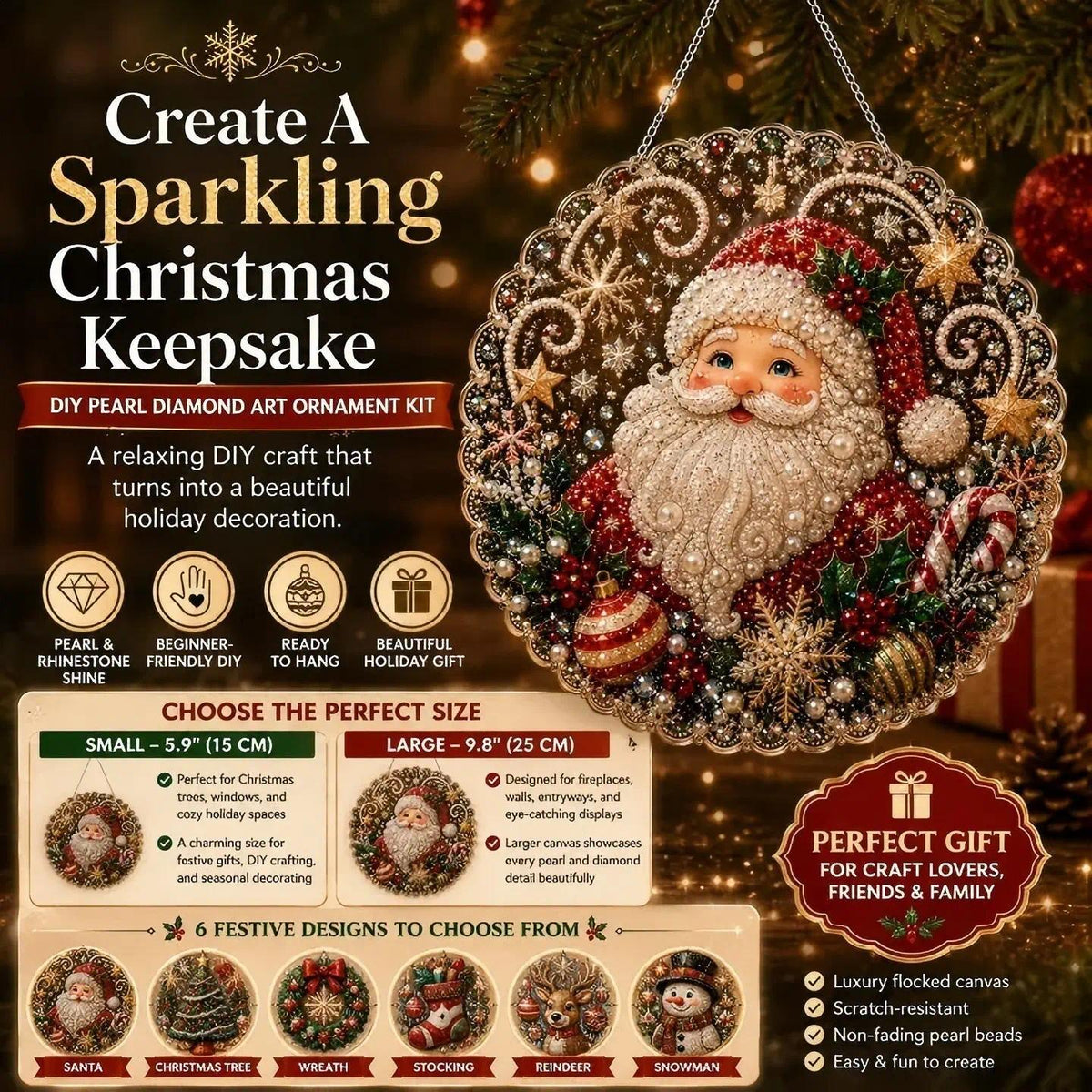 DIY Christmas Pearl & Diamond Ornament Kit