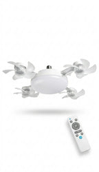 Smart 4-Head Foldable Ceiling Fan with 40W LED Light & Remote