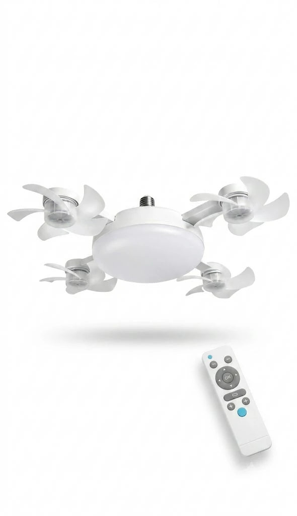 Smart 4-Head Foldable Ceiling Fan with 40W LED Light & Remote